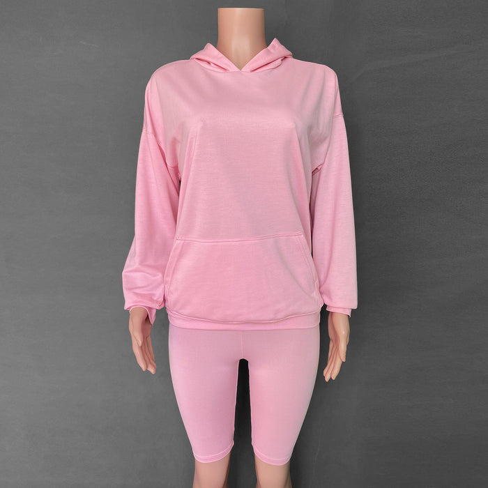 Popular Fall Winter Loungewear Hooded Long-sleeved Casual Sports Suit Sweater For Women-Pink-Fancey Boutique