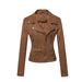 Color-Brown-Women Clothing Motorcycle Jacket Women Leather Top Short Slim Suede Leather Jacket Women-Fancey Boutique