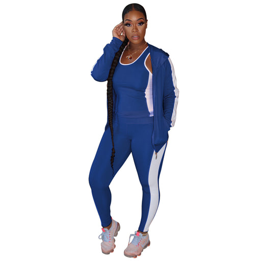 Color-Blue-Boutique Popular Casual Solid Color Sports 3 Piece Suit-Fancey Boutique