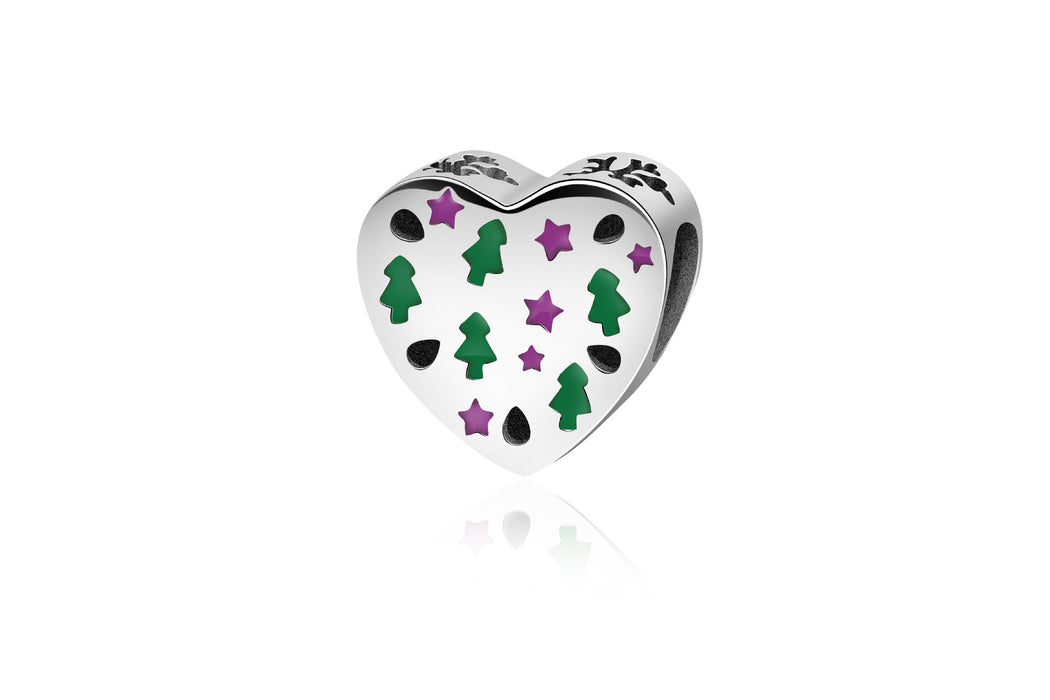One Piece 925 Sterling Silver Heart Bead Charm-One Size-Fancey Boutique