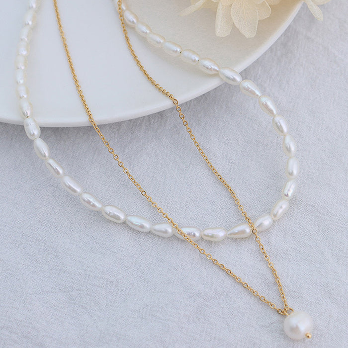 Double-Layered Freshwater Pearl Necklace-One Size-Fancey Boutique