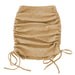 Color-Khaki-Knitted Threaded Side Drawstring Elastic Pleated Skirt Sexy Slim Adjustable Hip Skirt-Fancey Boutique