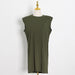 Color-Army Green-Solid Color round Neck Sleeveless Women Spring Casual Loose Padded Shoulder Dress Women-Fancey Boutique