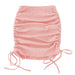 Color-Pink-Knitted Threaded Side Drawstring Elastic Pleated Skirt Sexy Slim Adjustable Hip Skirt-Fancey Boutique