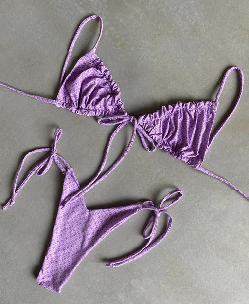 Color-Purple-Popular Split Bikini Swimsuit Solid Color Women Bikini Tied Swimsuit-Fancey Boutique