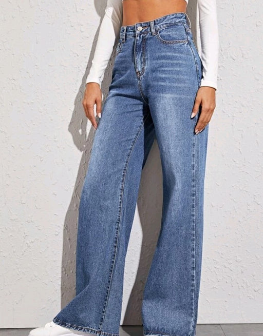 Women Loose High-Waist Wide-Leg Jeans Popular-Blue-Fancey Boutique