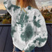 Color-blackish green-Street Women Clothing Loose Hooded Tie-Dyed Printed Casual Large Hoody Top-Fancey Boutique
