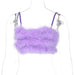 Color-Purple-Summer Autumn Women Fur Spaghetti Straps Corset Camisole-Fancey Boutique