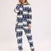 Color-Blue snowflake-Women Christmas Festival Deer Snowflake Flannel Jumpsuit Pajamas Home Wear-Fancey Boutique