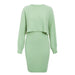 Color-Light Green-Knitted Dress Two Piece Set Autumn Winter Solid Color Pullover Sweater Women-Fancey Boutique