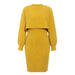 Color-Yellow-Knitted Dress Two Piece Set Autumn Winter Solid Color Pullover Sweater Women-Fancey Boutique