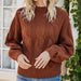 Color-Khaki-Autumn Winter Solid Color Twisted Mock Neck Sweater Sweater Long Sleeve Pullover Sweater-Fancey Boutique
