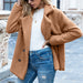 Color-camel-Autumn Winter Button Collared Loose Fleece Shirt Cashmere Wool Coat Women Outerwear-Fancey Boutique