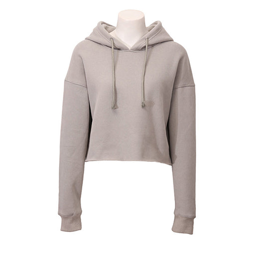 Women Sports Sweater Autumn Winter Fleece-Lined Pullover Hoodie Personalized Bare Cropped Long Sleeved Top-Gray-Fancey Boutique