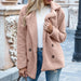 Color-Pink-Autumn Winter Button Collared Loose Fleece Shirt Cashmere Wool Coat Women Outerwear-Fancey Boutique