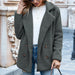 Color-Dark Grey-Autumn Winter Button Collared Loose Fleece Shirt Cashmere Wool Coat Women Outerwear-Fancey Boutique