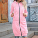 Color-Pink-Women Clothing Autumn Winter Women Loose Hooded Mid Length Women Hoodies-Fancey Boutique