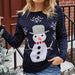 Color-Christmas Autumn Winter Christmas Sweater Christmas Snowman Jacquard Round Neck Pullover Sweater Women-Fancey Boutique