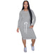 Color-Gray-Popular Classic Simple Casual Solid Color Long Sleeve Dress-Fancey Boutique