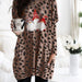 Color-Dark Brown-Autumn Winter Long Sleeve Pocket Leopard Print Christmas Print Dress-Fancey Boutique