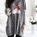 Color-Gray-Autumn Winter Long Sleeve Pocket Leopard Print Christmas Print Dress-Fancey Boutique