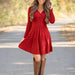 Color-Red-Autumn Winter Sweater Women Loose Knitted Sweater Dress-Fancey Boutique