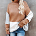 Color-Khaki-Winter Patchwork Personality Office Sweater Pullover Sweater Women-Fancey Boutique