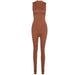 Color-Brown-New Women Sleeveless Slim High Top Sports Jumpsuit-Fancey Boutique