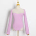 Color-Purple-Spring Summer pirational Sexy Arc Hem Side Slit Inner Sweater Sweater-Fancey Boutique