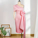 Color-Pink 1-Sexy One Shoulder Bow Hip Dress High Waist Slim Pencil Dress Women Clothing Dress-Fancey Boutique