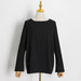 Australian Brand Design Loose Top Spring Casual Solid Color round Neck T shirt for Women Pant Sets-Black Coat-Fancey Boutique