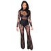 Color-Black-Lace See Through Sexy Nightclub Jumpsuit-Fancey Boutique