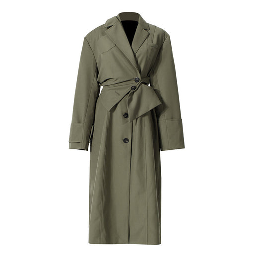 Color-Blackish Green-Niche Independent Designer Coat Women Deconstruction Two Piece Detachable Wide Shoulder Handsome Coat Two Piece Suit-Fancey Boutique