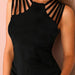 Color-Black-Solid Color Shoulder Hollow Out Cutout Sexy Knitted Halterneck Vest Women Tops-Fancey Boutique