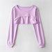 Color-Purple-Front Short Back Long Half Short Women Spring Autumn Loose Casual High Waist Long Sleeves Pullover Smock Top-Fancey Boutique