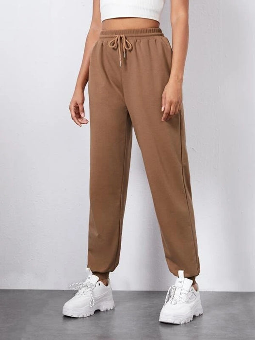 Color-ZJ8436-7 Caramel-Harem Sweatpants Ins Casual Elastic Lace Solid Color Casual Trousers Sports Pants Women Ankle-tied-Fancey Boutique