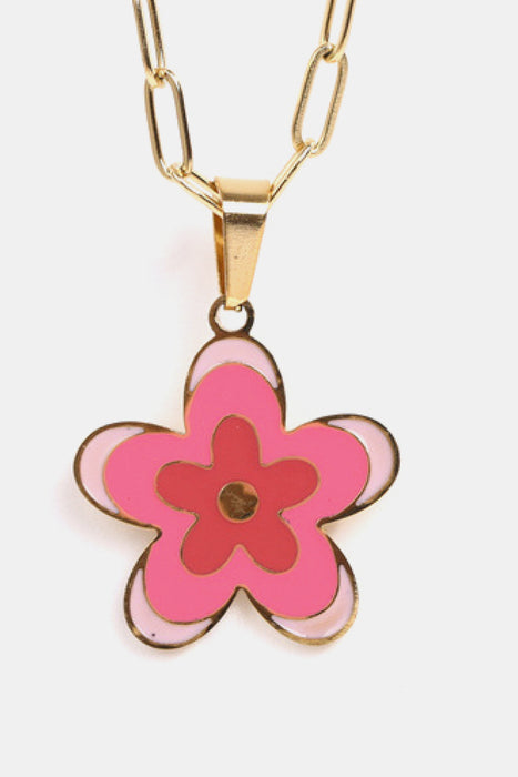 Flower Pendant Stainless Steel Necklace-Fancey Boutique