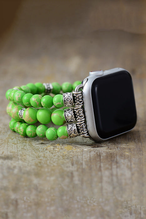 Synthetic Imperial Jasper Beaded Watchband Bracelet-Fancey Boutique