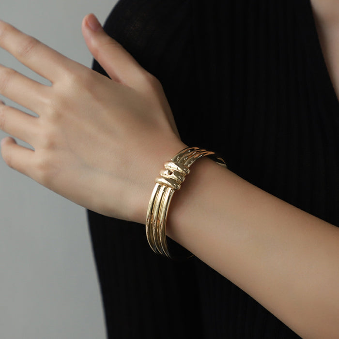 Gold-Plated Alloy Cuff Bracelet-One Size-Fancey Boutique
