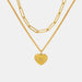 Inlaid Zircon Double Layered Heart Pendant Necklace-Fancey Boutique