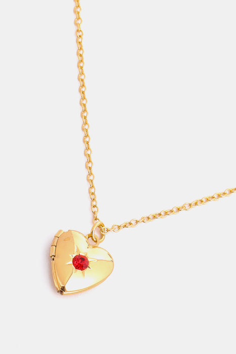 Zircon Heart Shape 14K Gold-Plated Pendant Necklace-Fancey Boutique