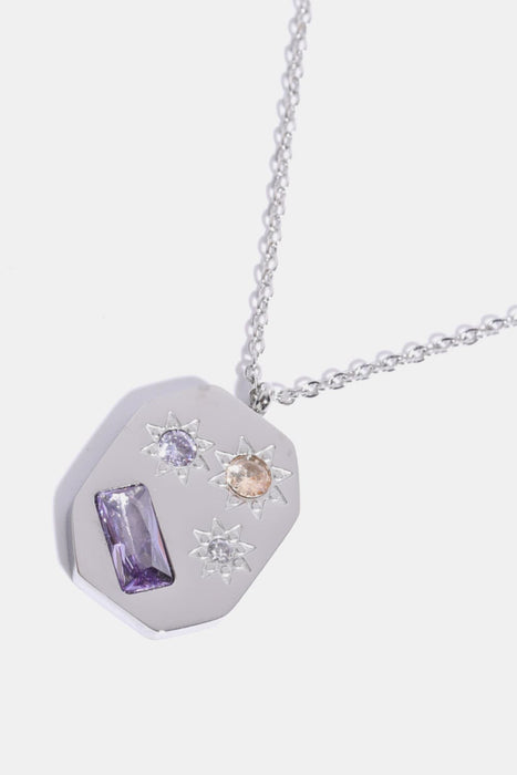 Inlaid Zircon Pendant Stainless Steel Necklace-Fancey Boutique