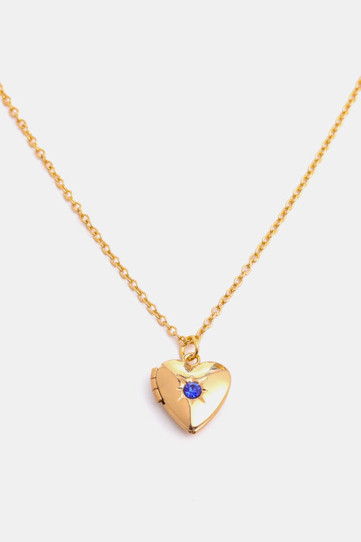 Zircon Heart Shape 14K Gold-Plated Pendant Necklace-One Size-Fancey Boutique