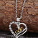 Alloy Inlaid Zircon Heart Pendant Necklace-One Size-Fancey Boutique