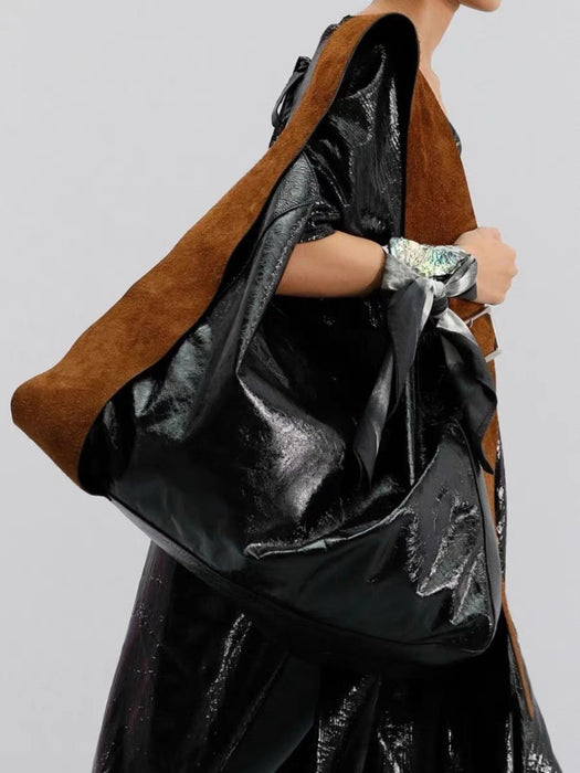 Fashionable and versatile contrasting color dark wide shoulder strap niche design single shoulder crossbody bag trendy-Fancey Boutique