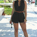 Color-Black-Sexy Women Wear Loose Slim Fit Casual Jumpsuit Shorts With Belt-Fancey Boutique