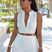 Color-White-Sexy Women Wear Loose Slim Fit Casual Jumpsuit Shorts With Belt-Fancey Boutique