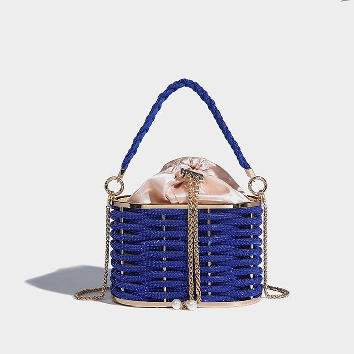 Sparkling Water Diamond Rope Vegetable Basket Bird Cage Banquet Water Bucket Hand Carrying Crossbody Bag-Fancey Boutique