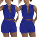 Color-Royal Blue-Sexy Women Wear Loose Slim Fit Casual Jumpsuit Shorts With Belt-Fancey Boutique