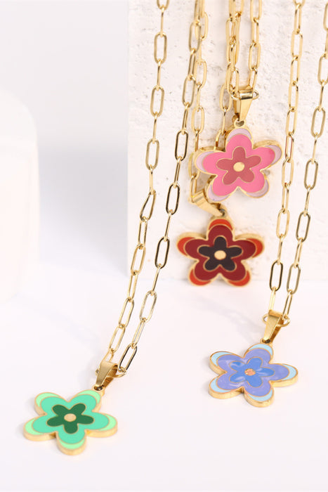 Flower Pendant Stainless Steel Necklace-Fancey Boutique